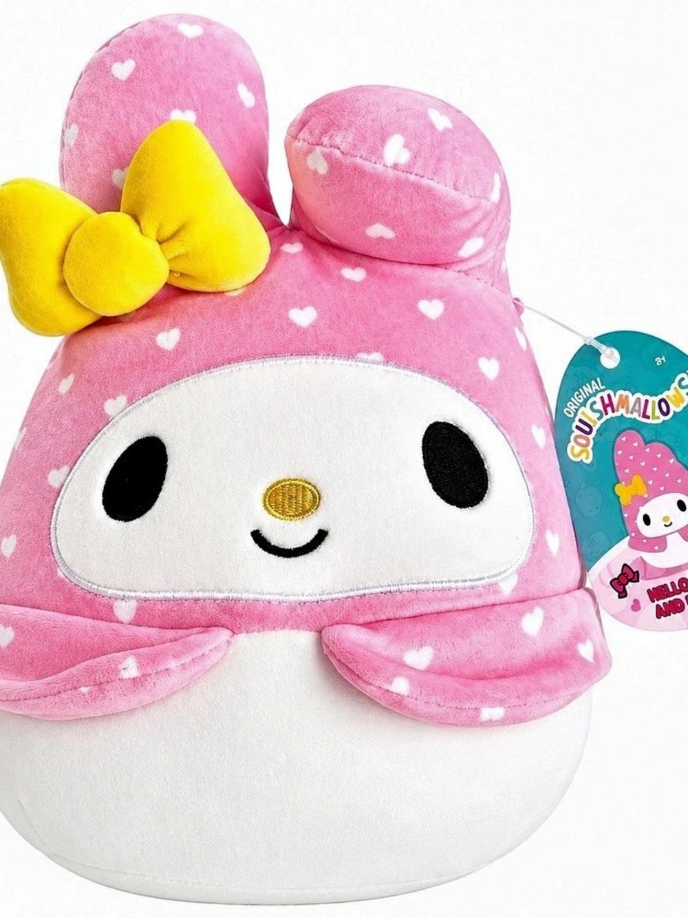 Squishmallows Sanrio My Melody with Yellow Bow and Pink Heart Hood Plush Pink &